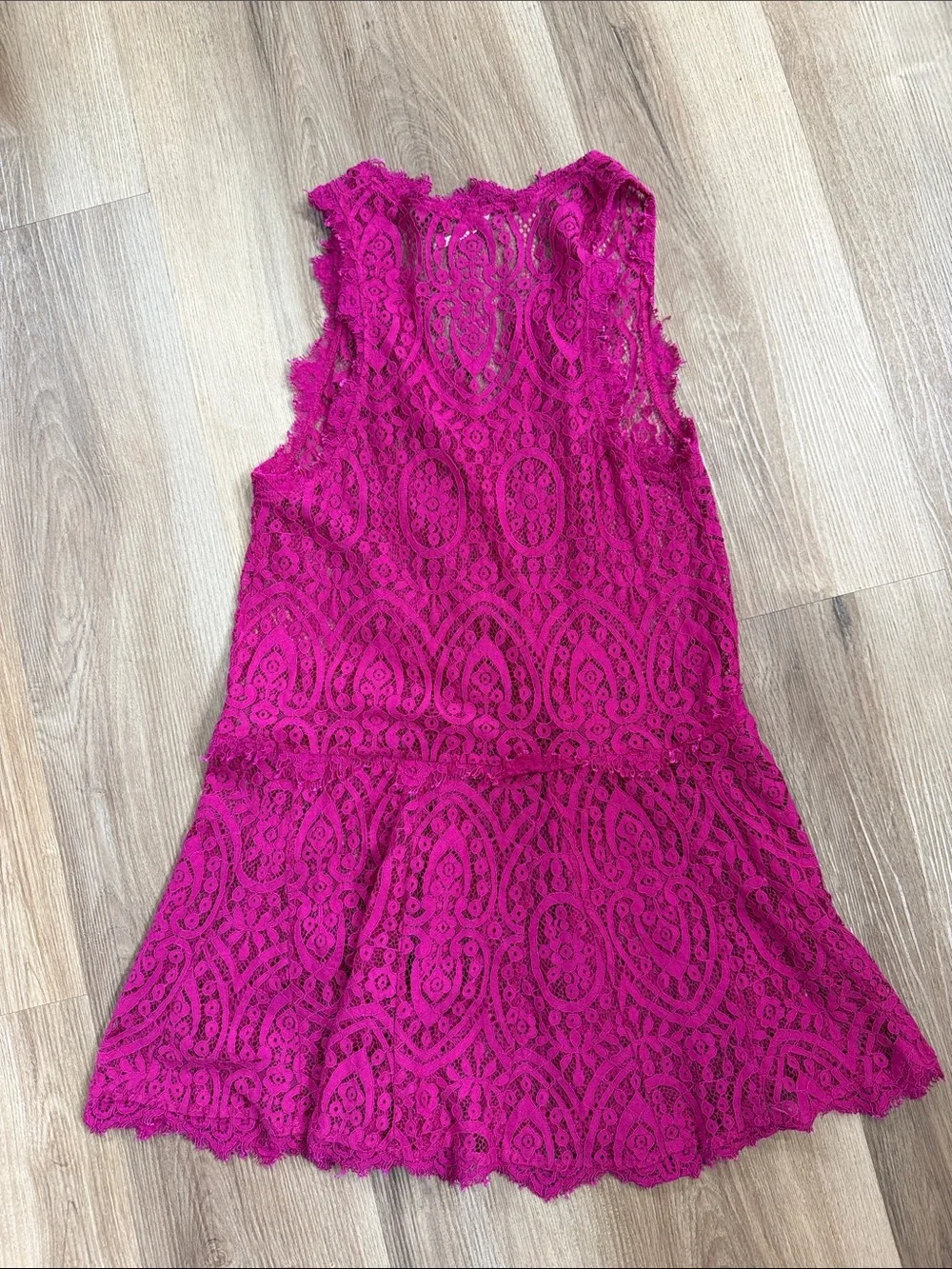 Free People Hot Pink Fuchsia Lace Sheer Sexy Lingerie Mini Dress Size Medium